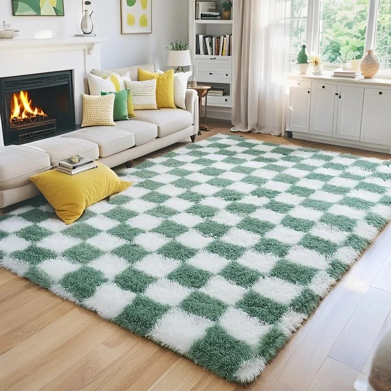 Tapis à damier moelleux pour salon (vue 6) - Nesty
