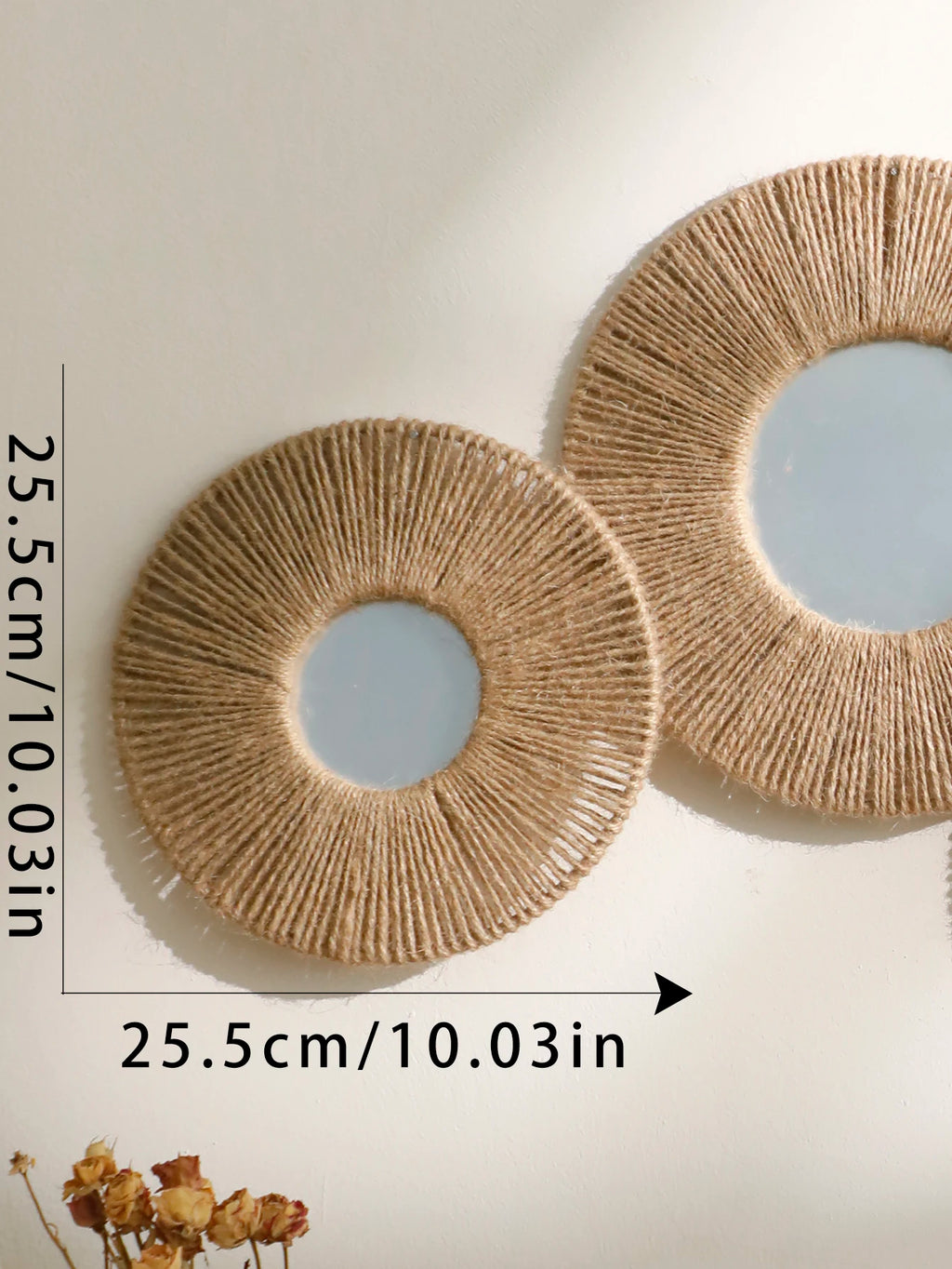 Miroir mural rond en corde de chanvre tressée, style bohème (vue 6) - Nesty