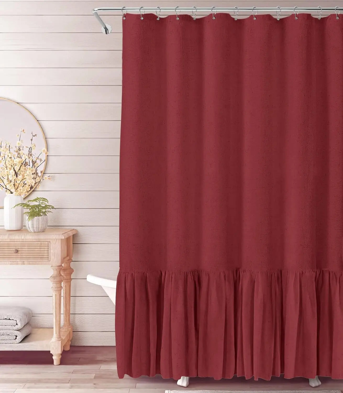 Rideau de douche à volants, aspect lin naturel — style bohème - Nesty (vue 5)