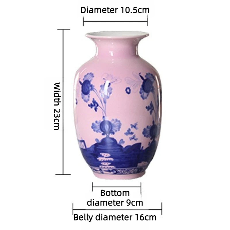 Vase en porcelaine peint à la main Nesty - Motif bleu et blanc (vue 12)