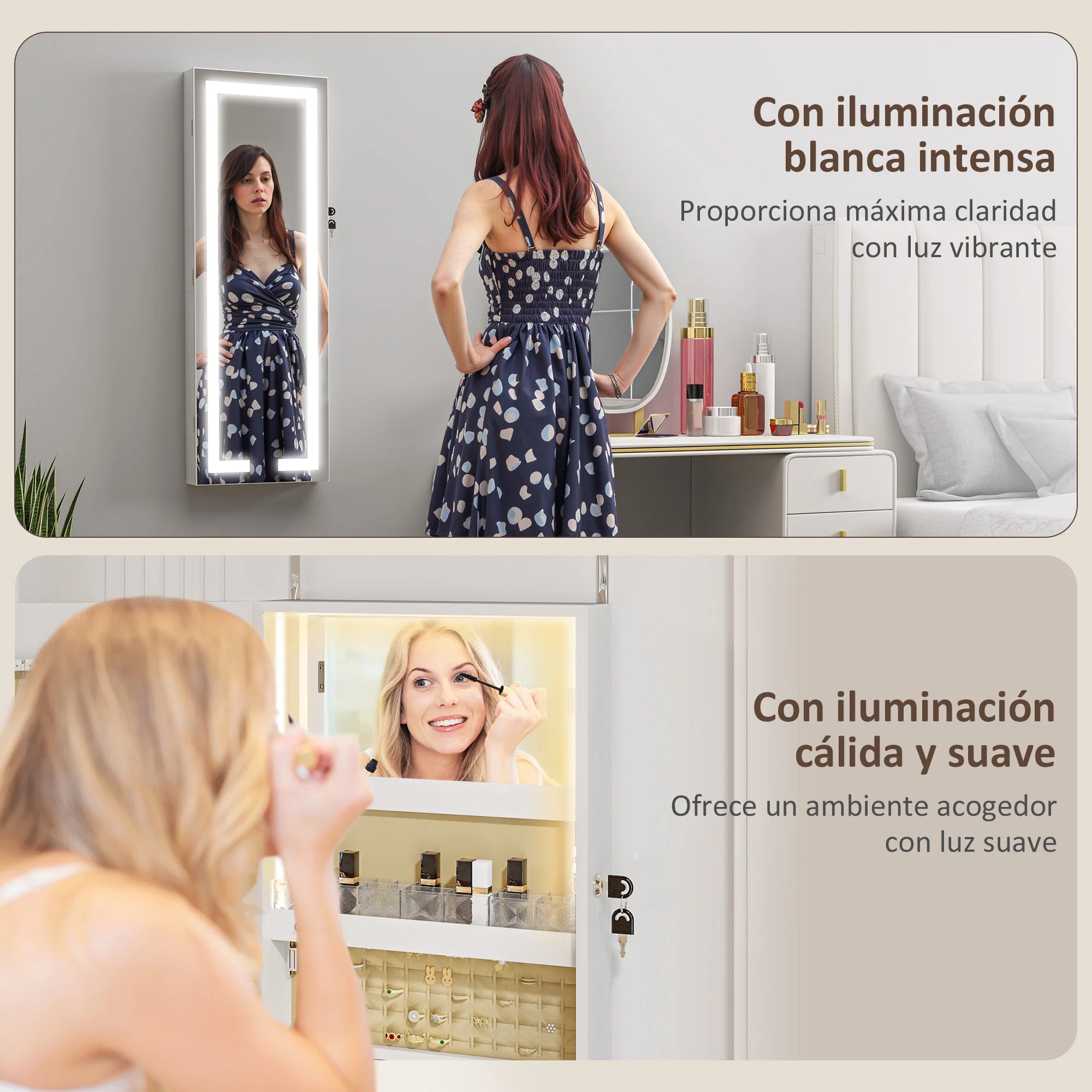 Miroir armoire à bijoux avec éclairage LED (vue 5) - Nesty