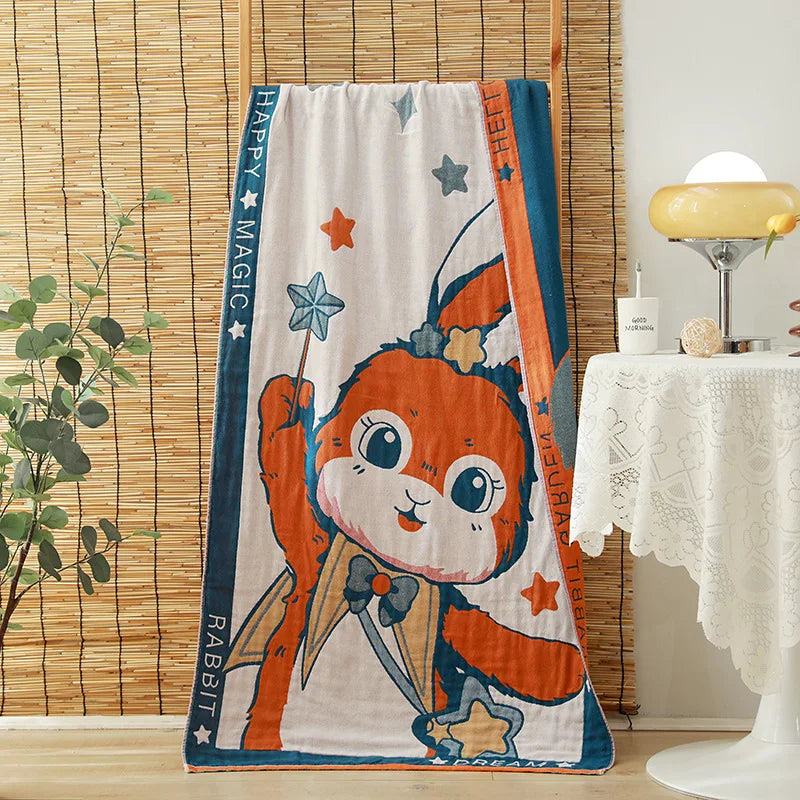 Serviette de bain en gaze de coton bio — motifs fleuris, 75 x 150 cm - Nesty (vue 8)