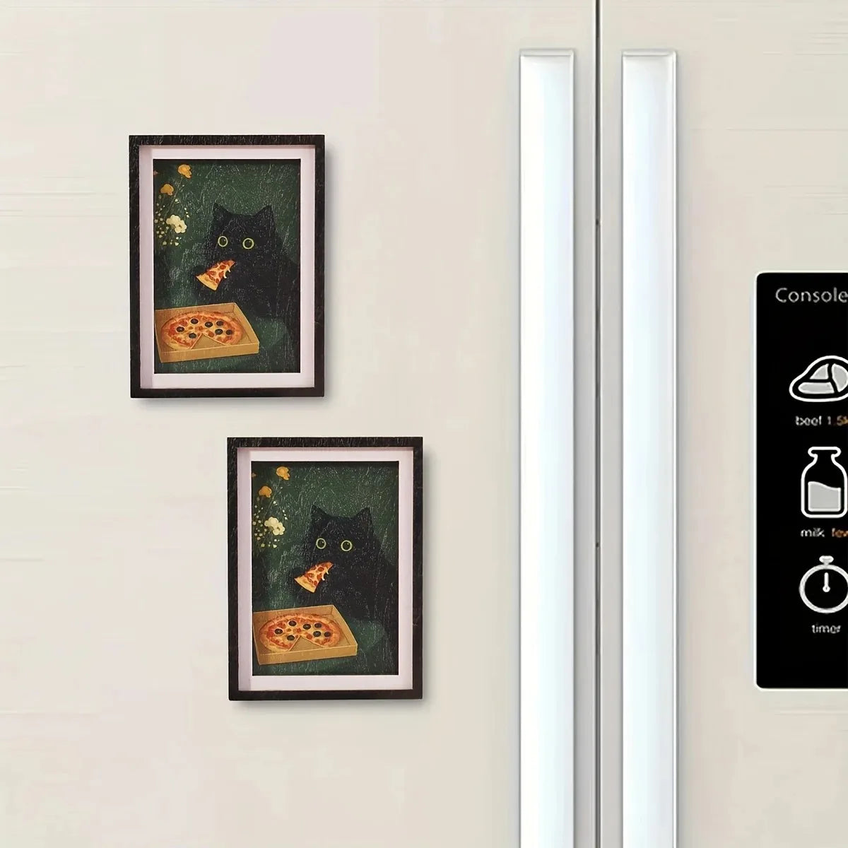 Magnet frigo cadre photo Nesty - Motif chat et pizza pour la cuisine (vue 5)