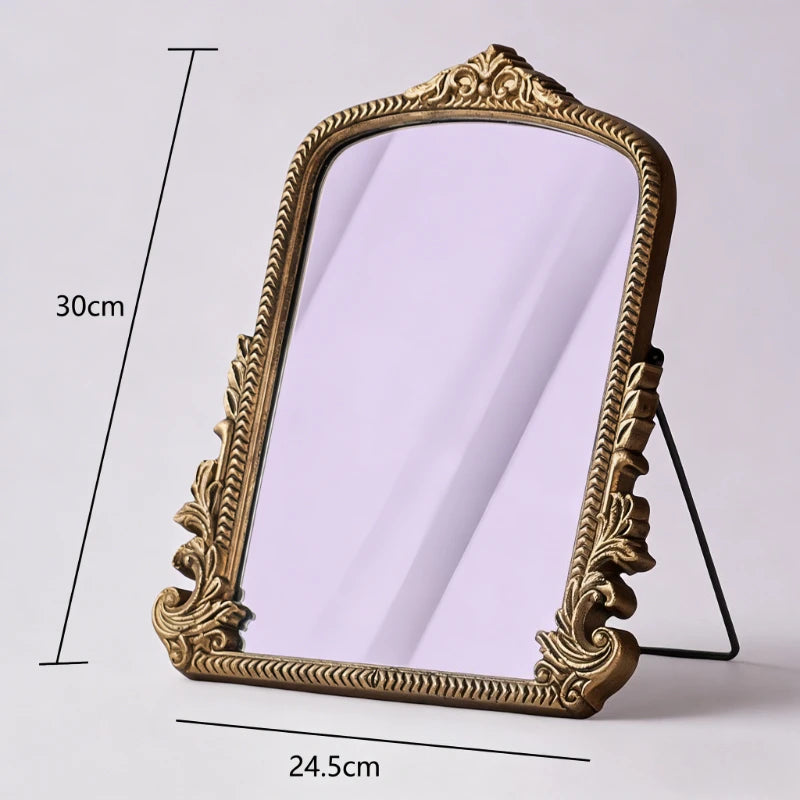 Miroir de coiffeuse doré — cadre en bois ancien (vue 6) - Nesty