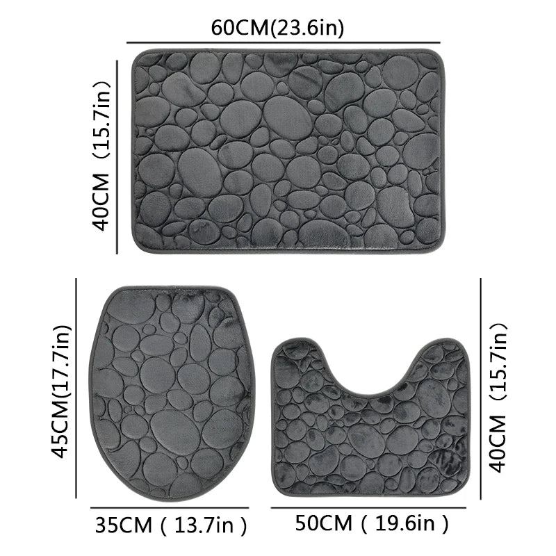 Set de tapis de bain en microfibre — motif pierre, 3 pièces - Nesty (vue 8)