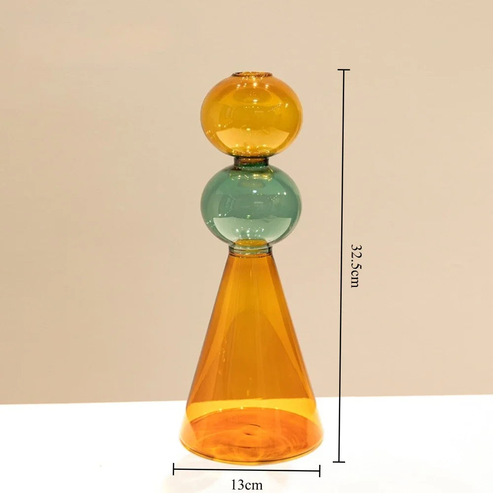 Vase en verre double paroi coloré, culture hydroponique (vue 12) - Nesty