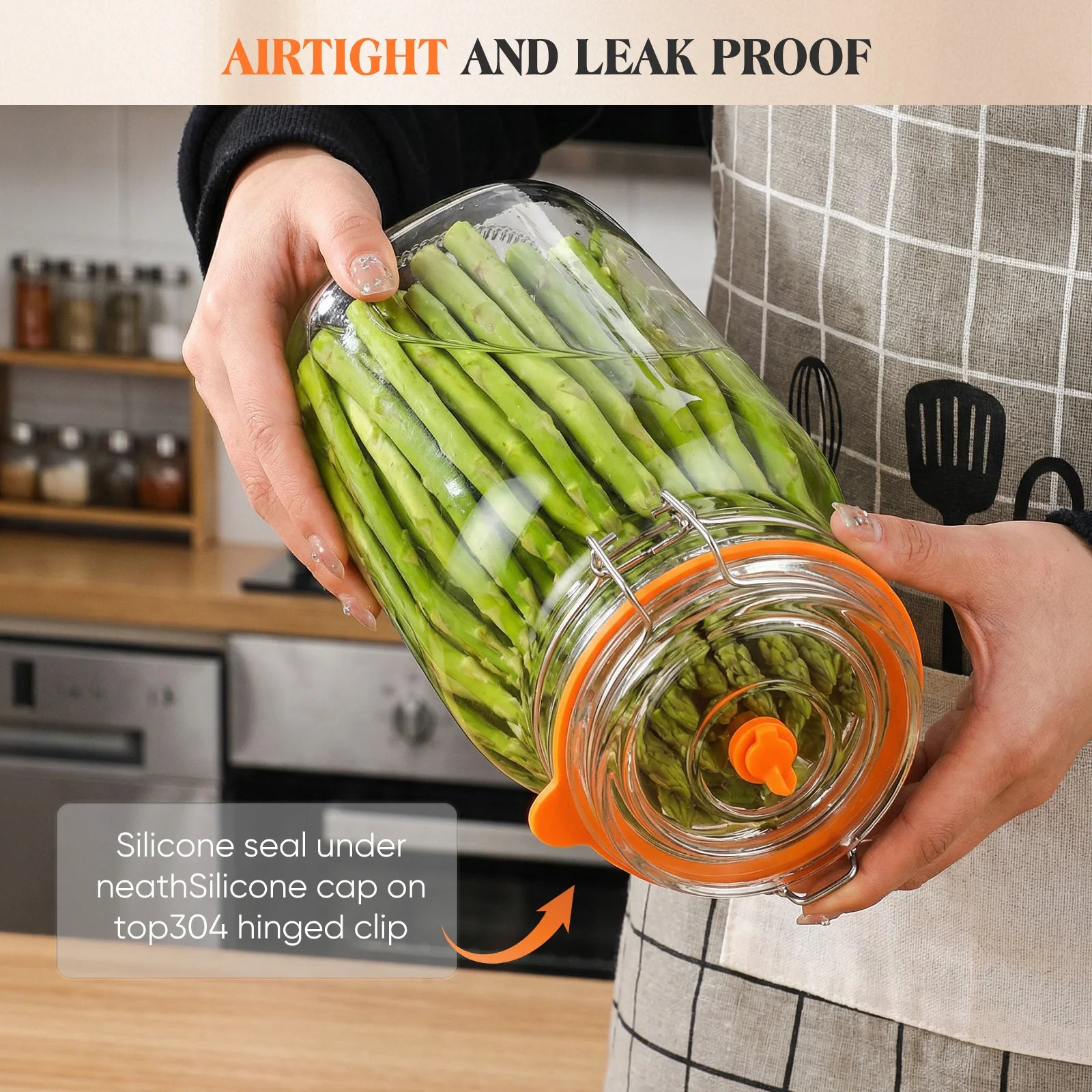 Bocaux de fermentation en verre 1,5L, lot de 2 avec passoire - Nesty (vue 3)