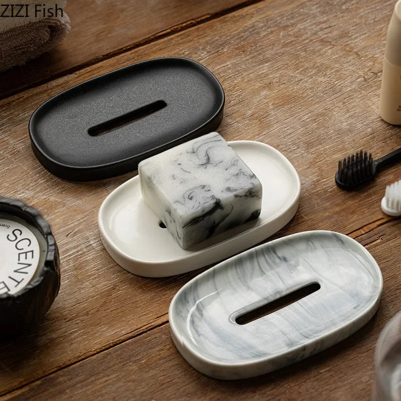 Porte-savon en céramique au style nordique, avec système d'égouttage - Nesty (vue 1)
