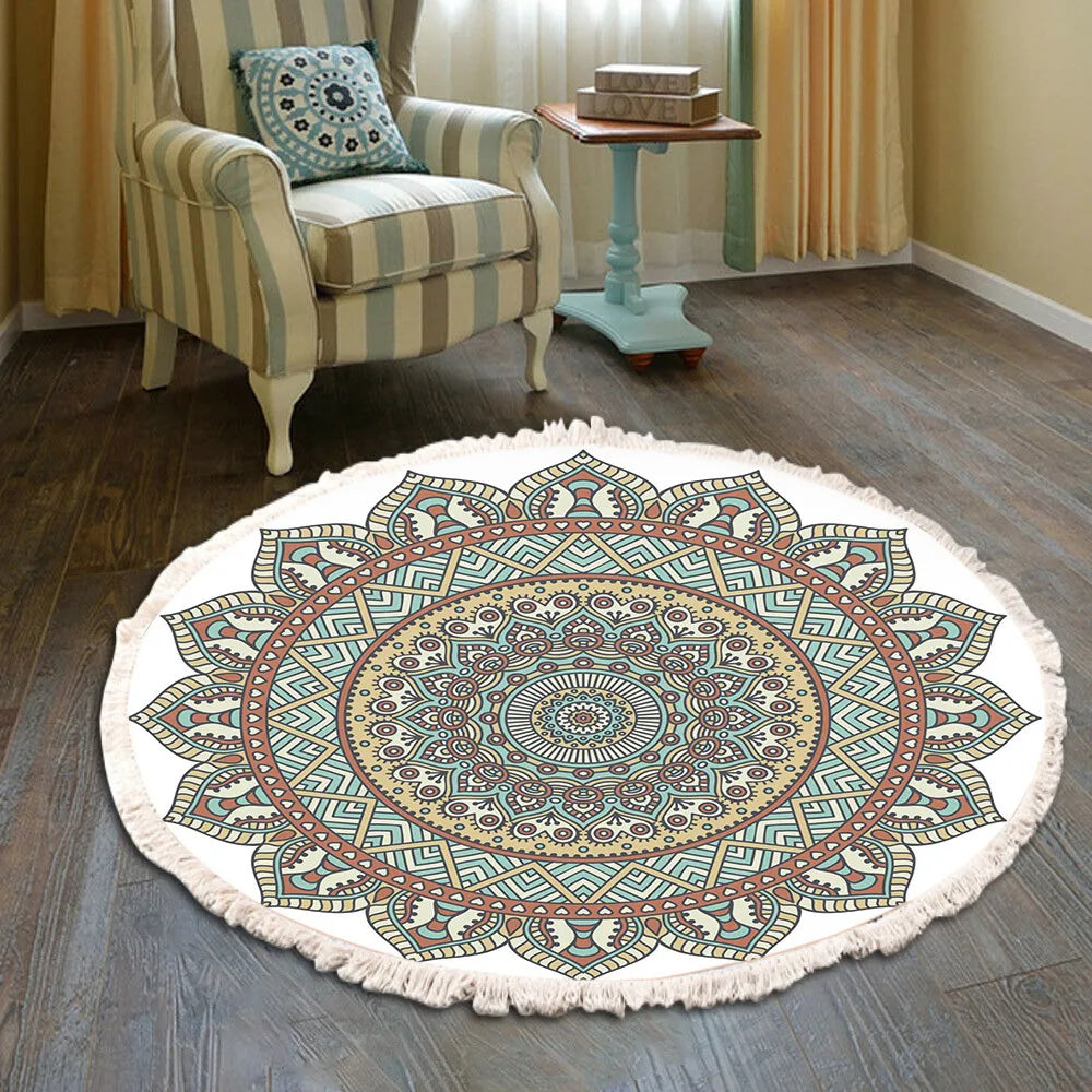 Tapis rond bohème à franges — tissé main - Nesty (vue 23)