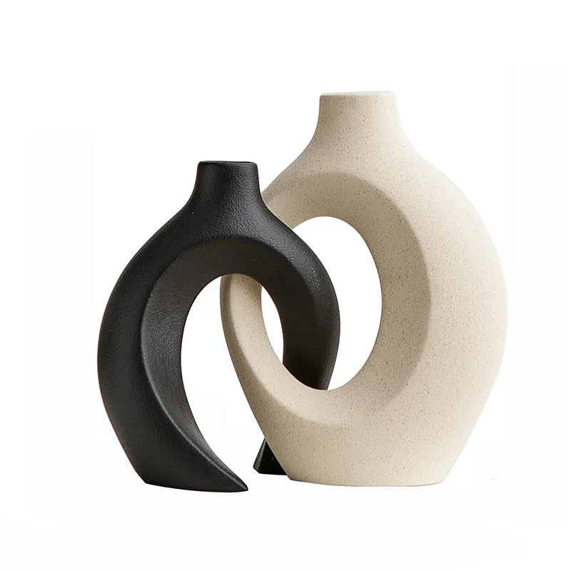 Duo de vases céramique donut noir et blanc - Nesty (vue 11)