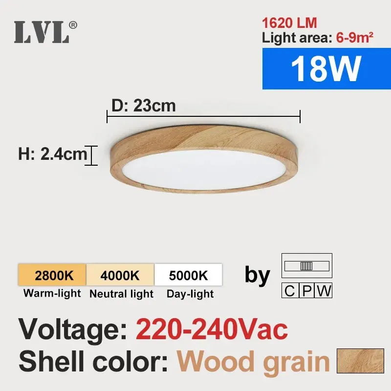Plafonnier LED bois et blanc Nesty - 3 températures de lumière (vue 10)