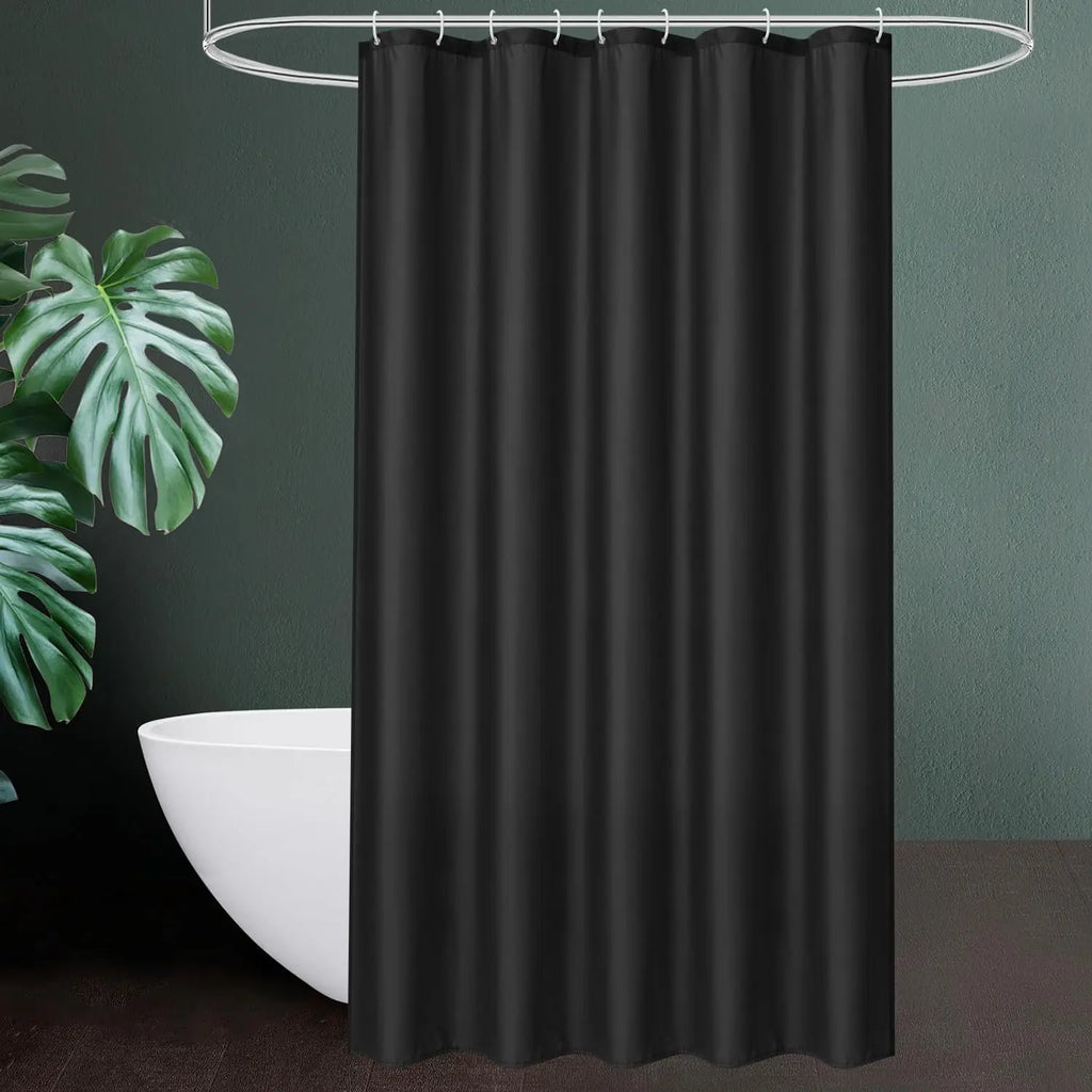 Rideau de douche blanc en polyester doux, ourlet lesté et renforcé - Nesty (vue 9)