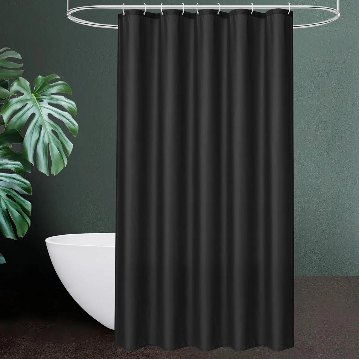 Rideau de douche blanc en polyester doux, ourlet lesté et renforcé - Nesty (vue 9)
