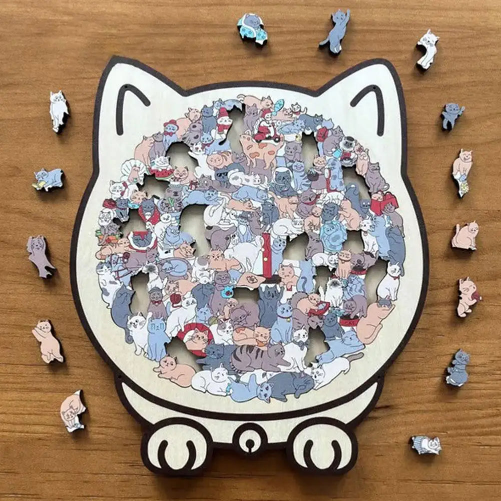 Puzzle en bois 135 pièces Nesty - Détails du jeu, boîte, pièces et porte-clés assortis