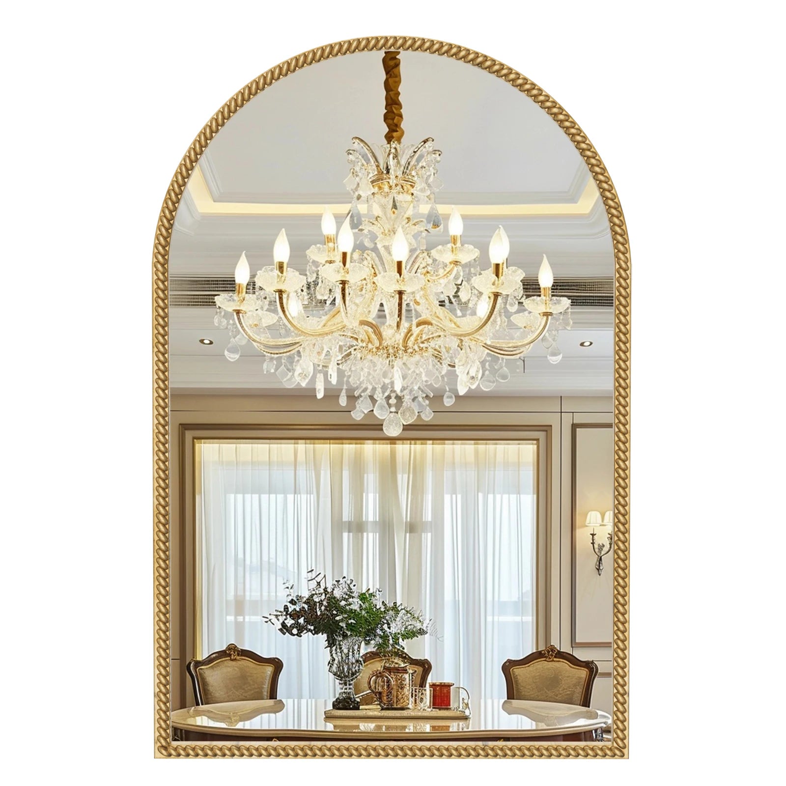 Miroir baroque cintré — relief doré (vue 9) - Nesty
