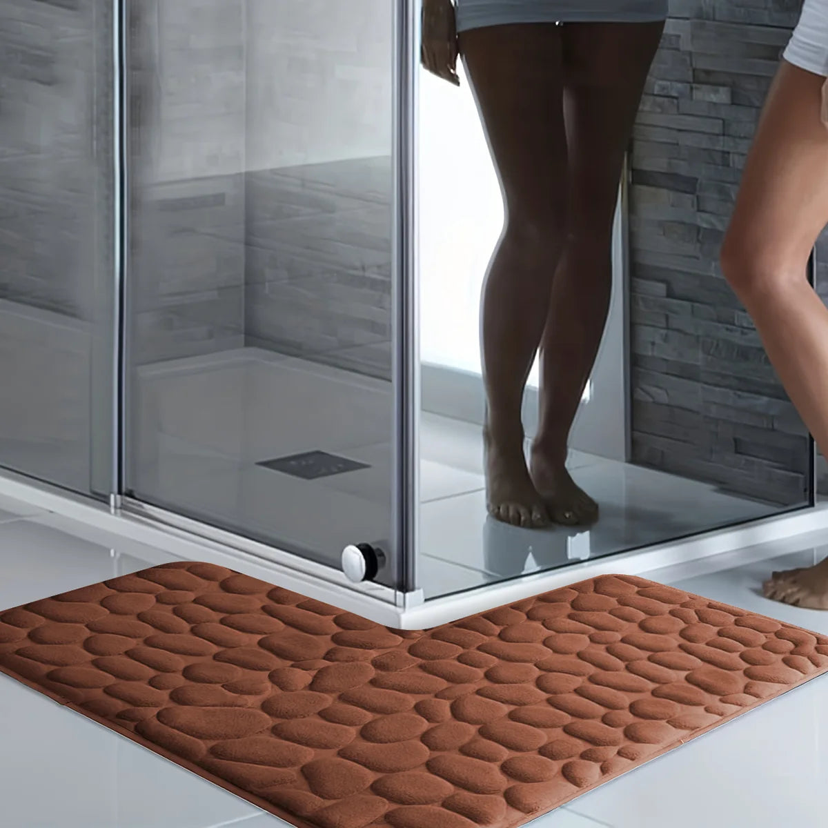 Tapis de bain en flanelle — forme en L, pour tour de baignoire - Nesty (vue 10)