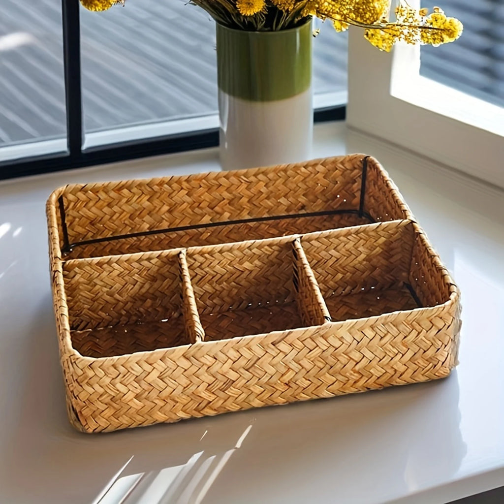 Panier de rangement rectangulaire en jonc de mer tressé - Nesty (vue 5)