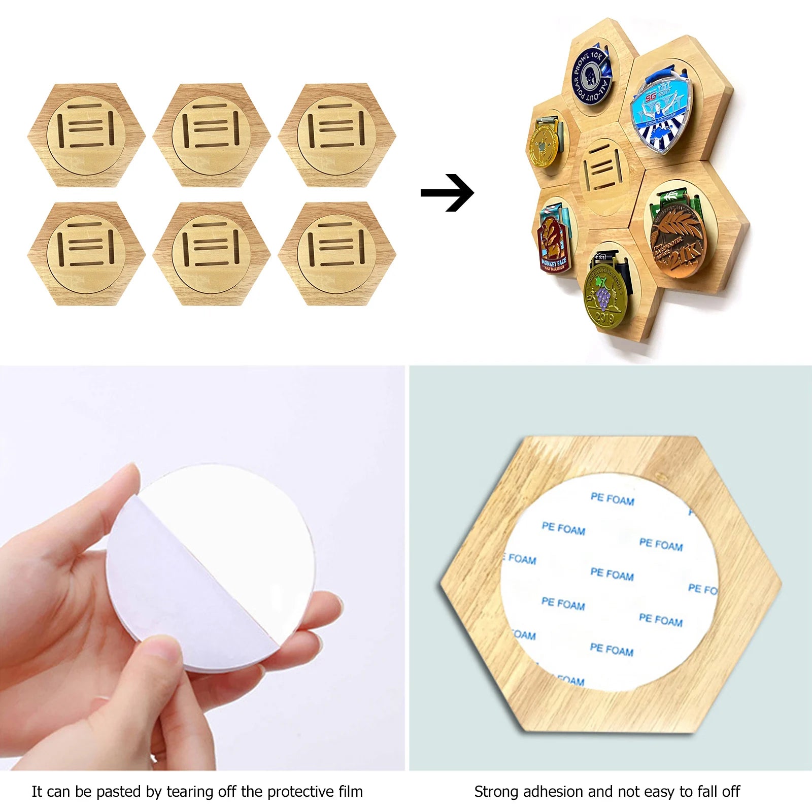 Étagère murale hexagonale en bois Nesty - Nid d'abeille (vue 5)