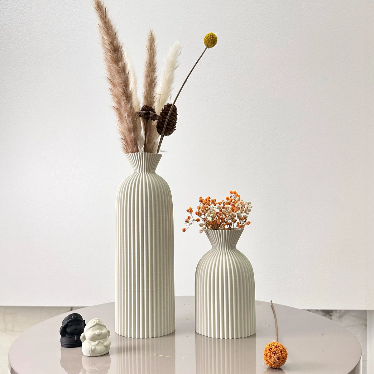 Duo de vases à motif ondulé pour fleurs séchées (vue 7) - Nesty