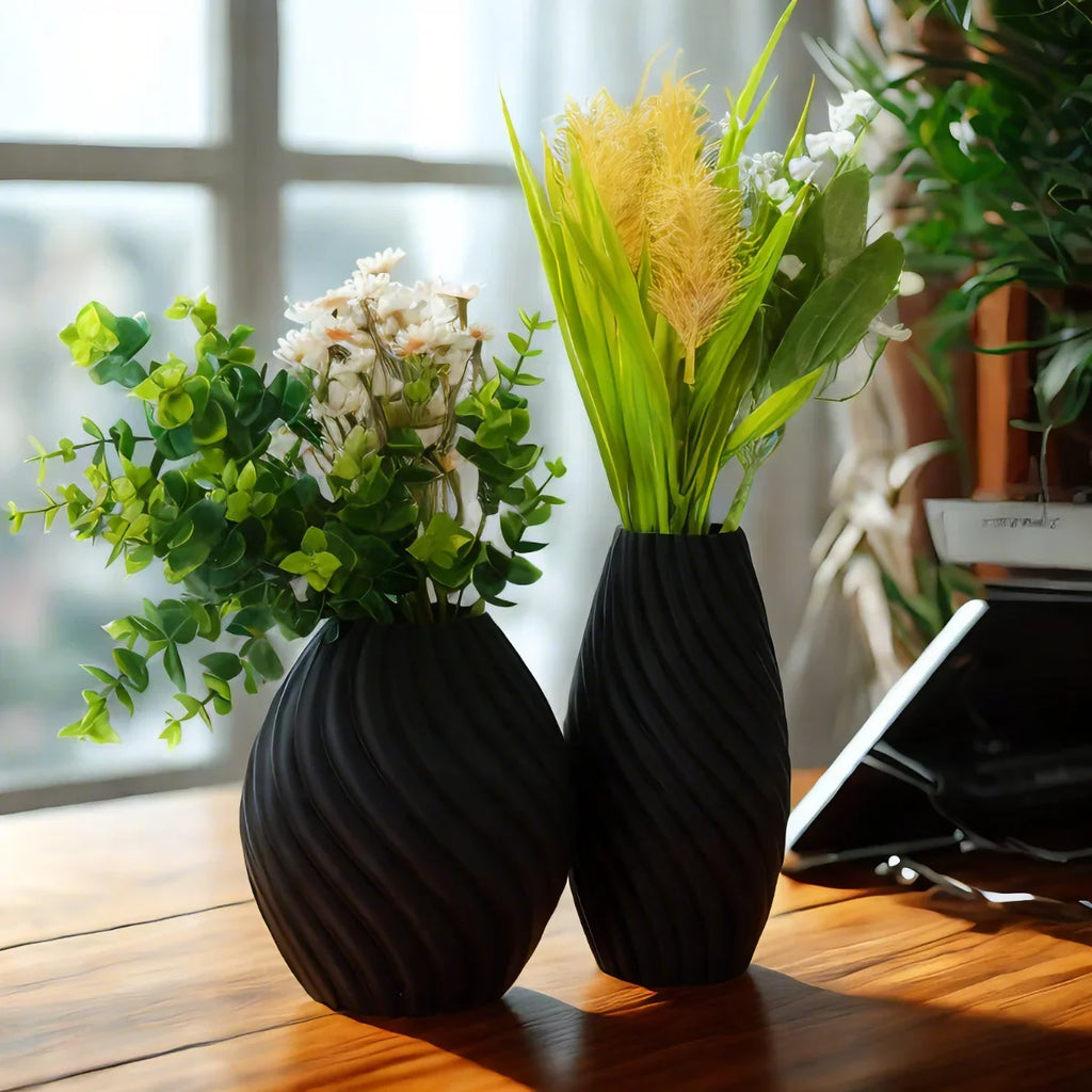 Duo de vases noirs style scandinave, finition mate - Nesty (vue 3)