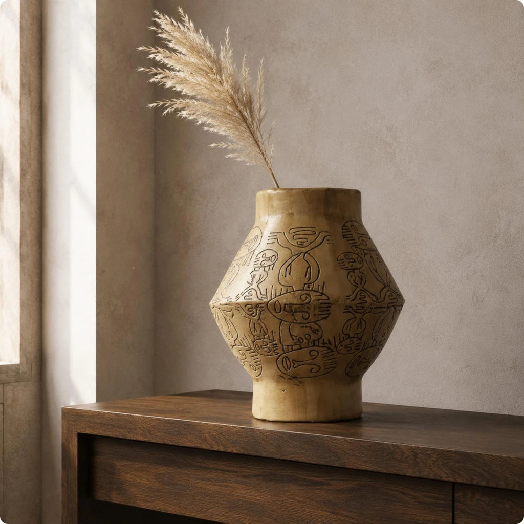 Vase en résine sculptée peint à la main, esprit wabi-sabi (vue 7) - Nesty