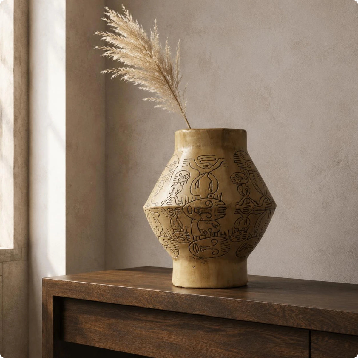 Vase en résine sculptée peint à la main, esprit wabi-sabi (vue 7) - Nesty