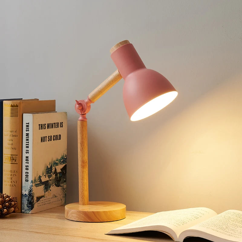 Lampe de bureau nordique en bois Nesty - Tête orientable LED (vue 6)