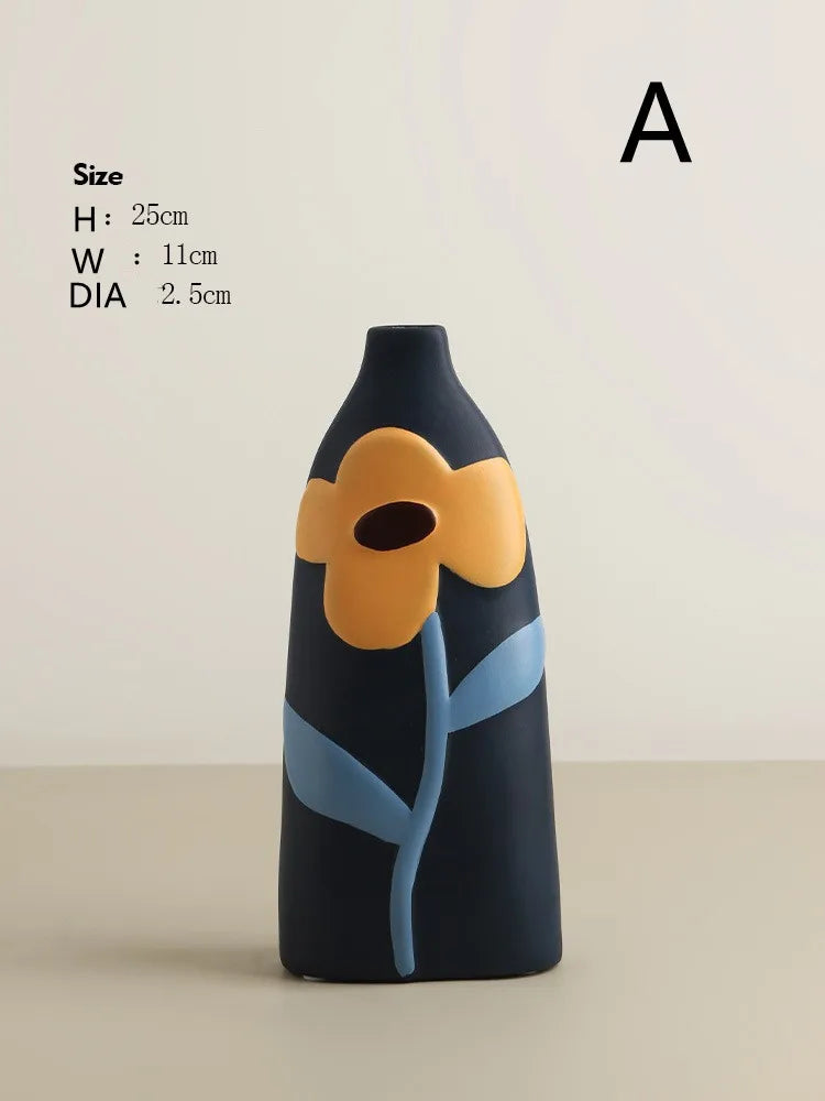 Vase céramique émaillé teintes Morandi, style nordique (vue 7) - Nesty