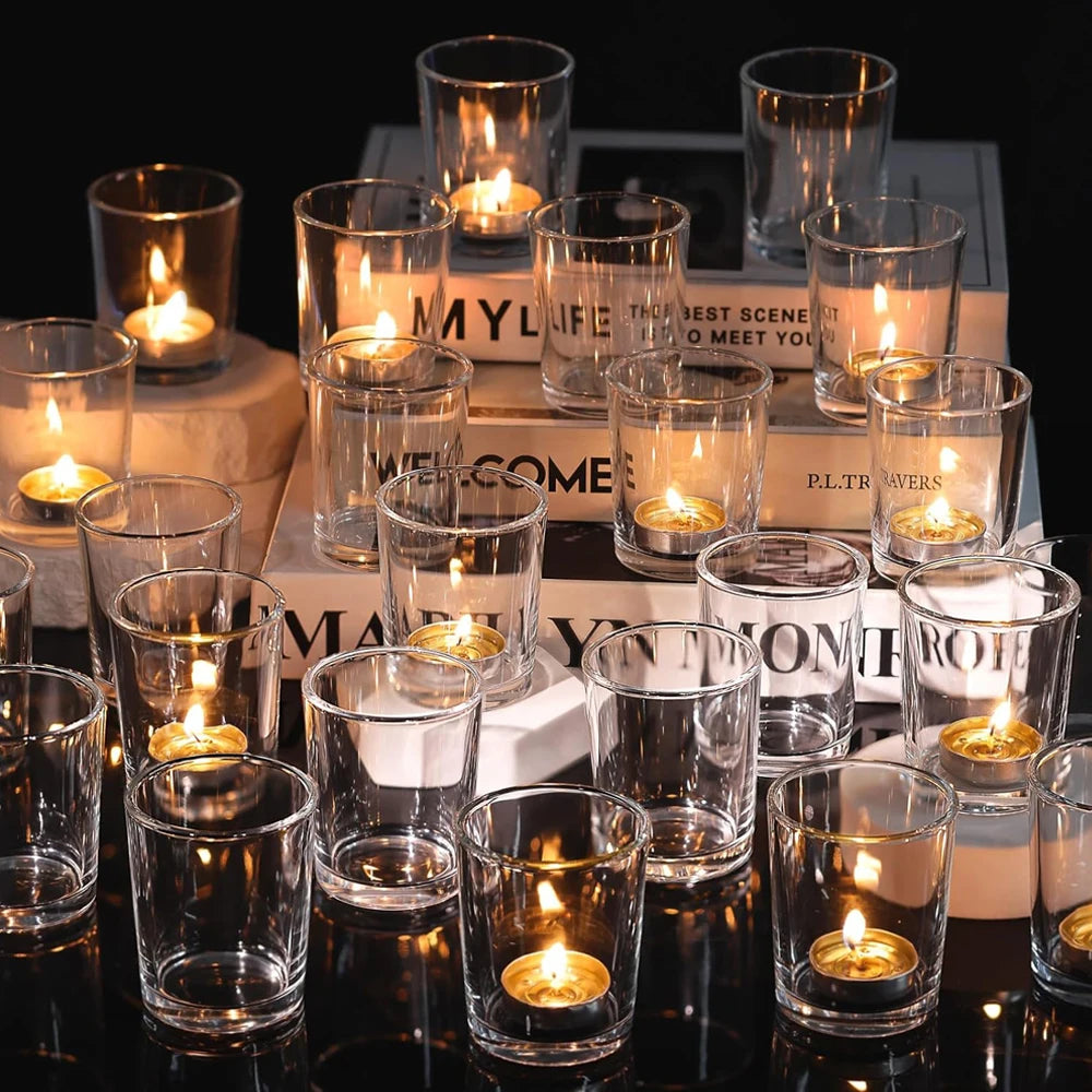 Lot de 12 photophores votifs en verre transparent (vue 6) - Nesty