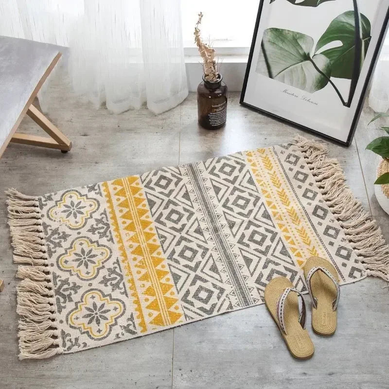Tapis boho tissé main — franges et motif géométrique - Nesty (vue 4)
