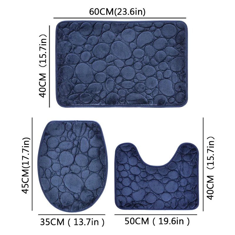 Set de tapis de bain en microfibre — motif pierre, 3 pièces - Nesty (vue 10)