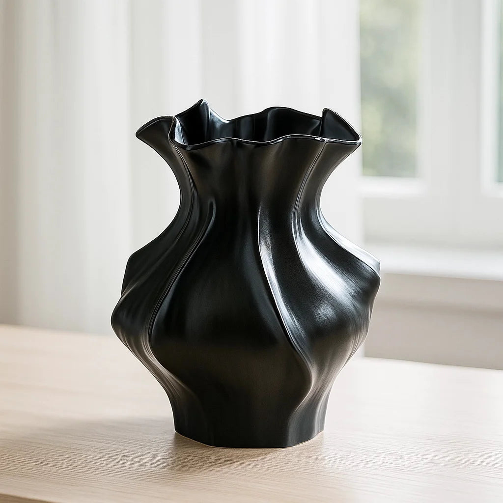 Vase en grès blanc à motif vagues 3D - Nesty (vue 6)