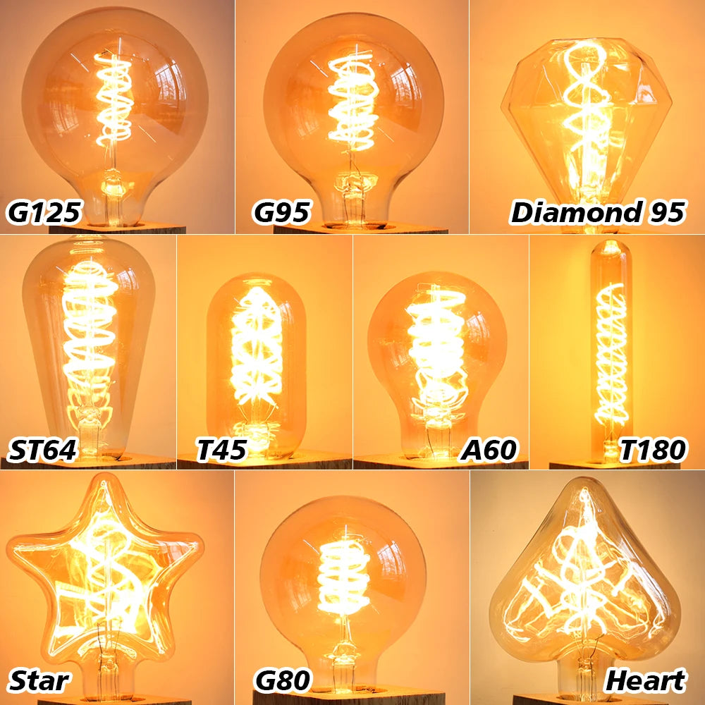 Ampoule LED Edison vintage Nesty - Grille des formes disponibles, G125 à Heart