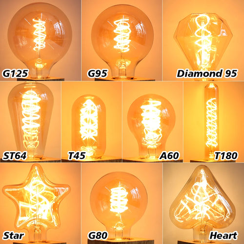 Ampoule LED Edison vintage Nesty - Grille des formes disponibles, G125 à Heart