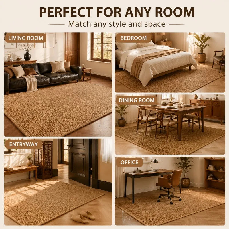 Tapis effet sisal tressé, antidérapant pour entrée et couloir (vue 5) - Nesty