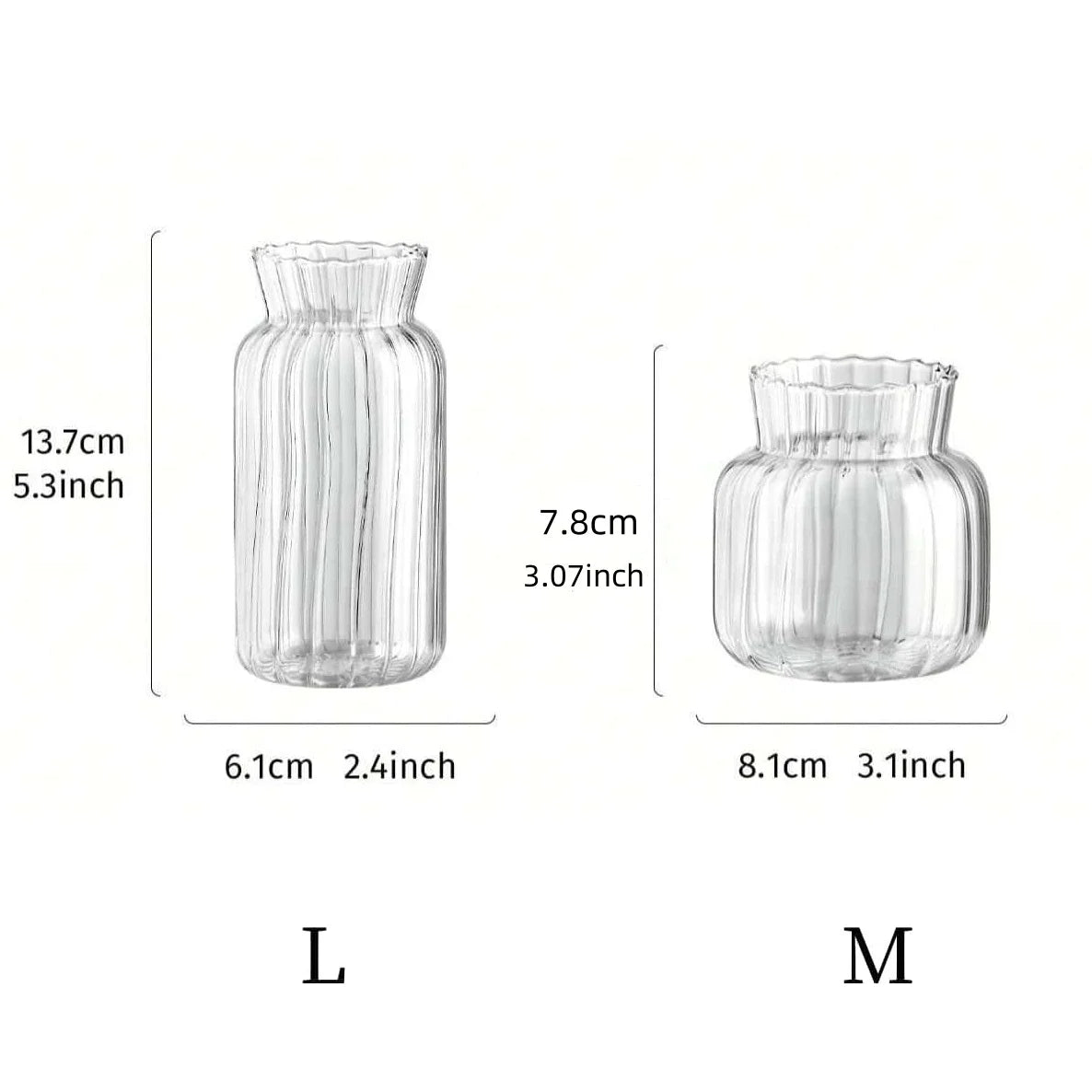 Vase en verre transparent strié, mini format rétro (vue 6) - Nesty