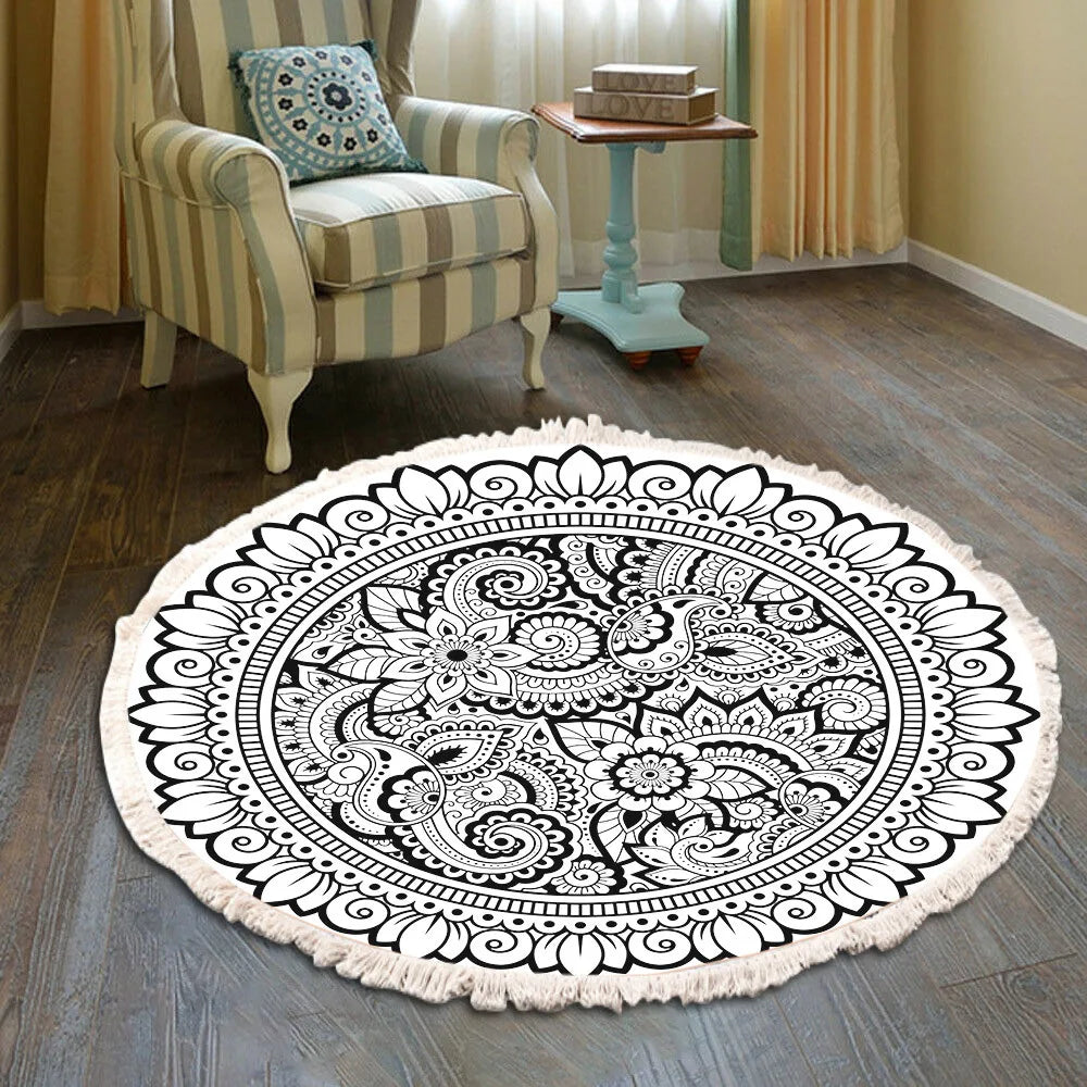 Tapis rond bohème à franges — tissé main - Nesty (vue 16)