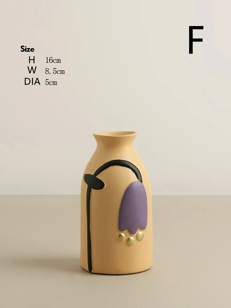 Vase céramique émaillé teintes Morandi, style nordique (vue 8) - Nesty