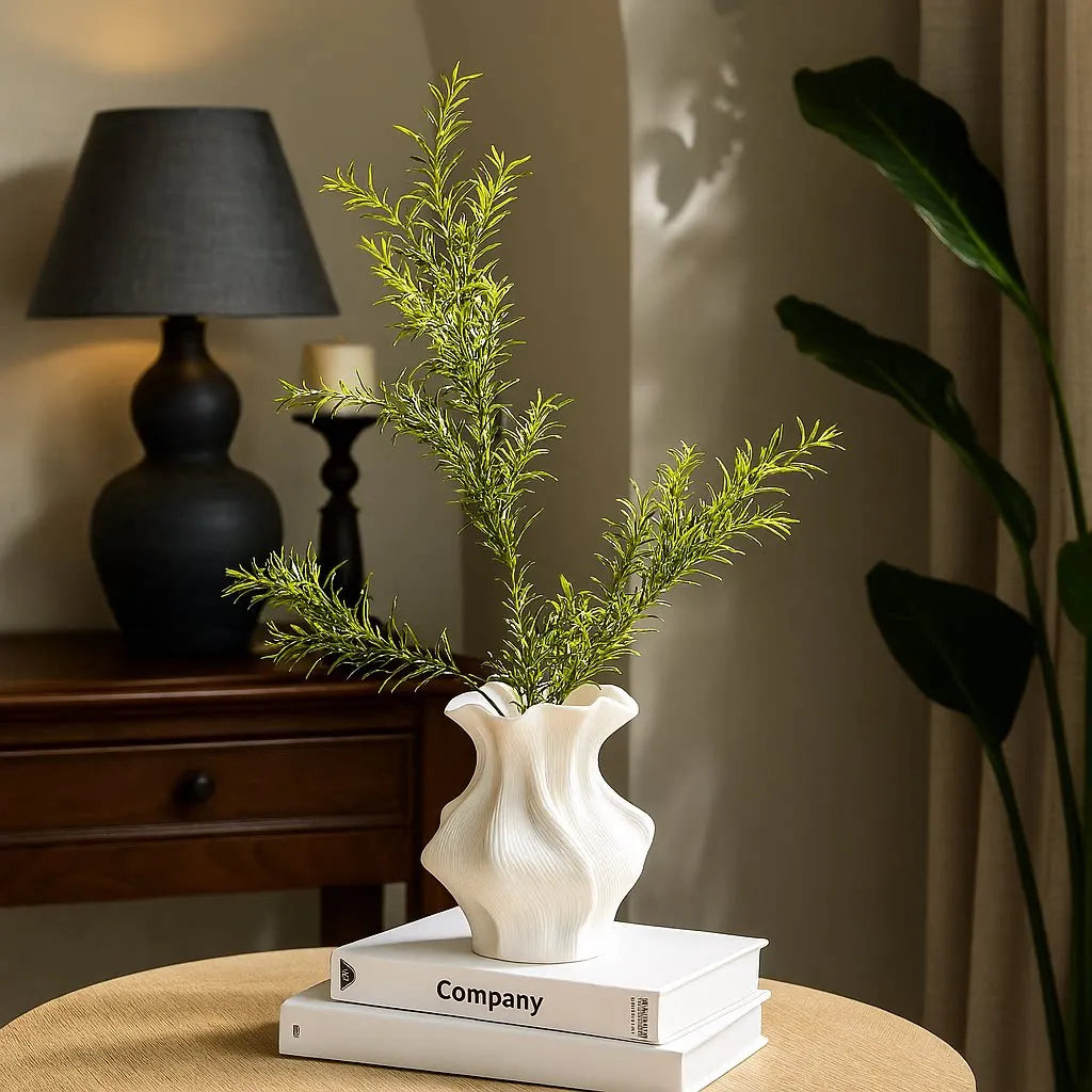 Vase en grès blanc à motif vagues 3D - Nesty (vue 2)