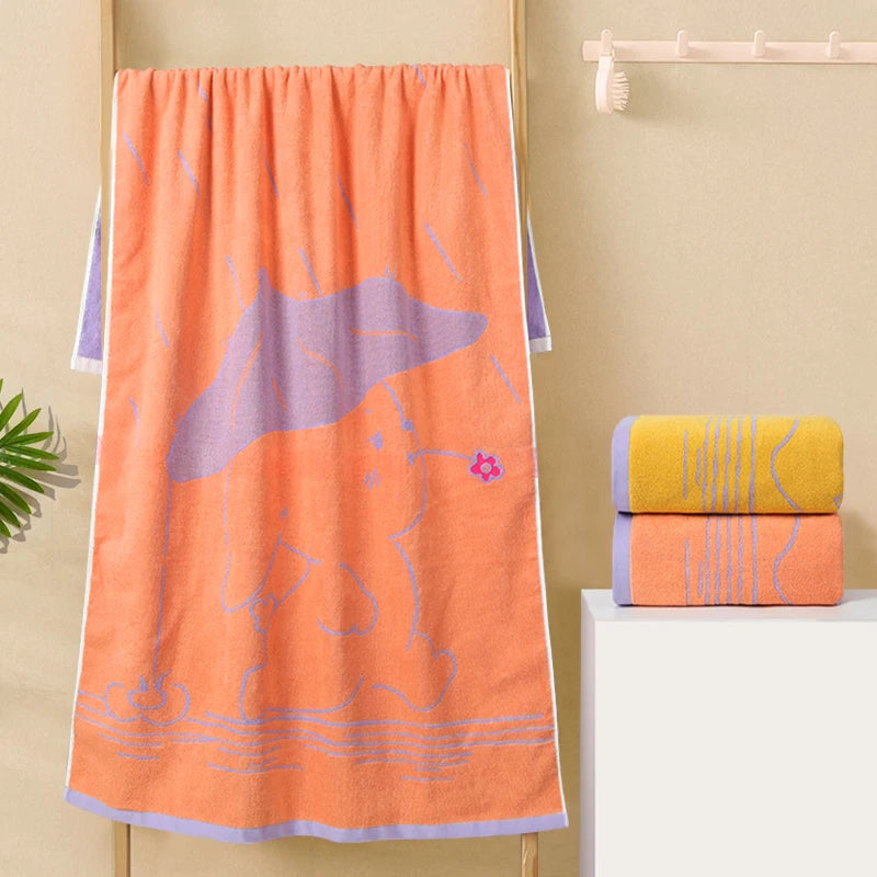 Serviette de bain en coton à motif ligné — grand format, pour toute la famille - Nesty (vue 3)