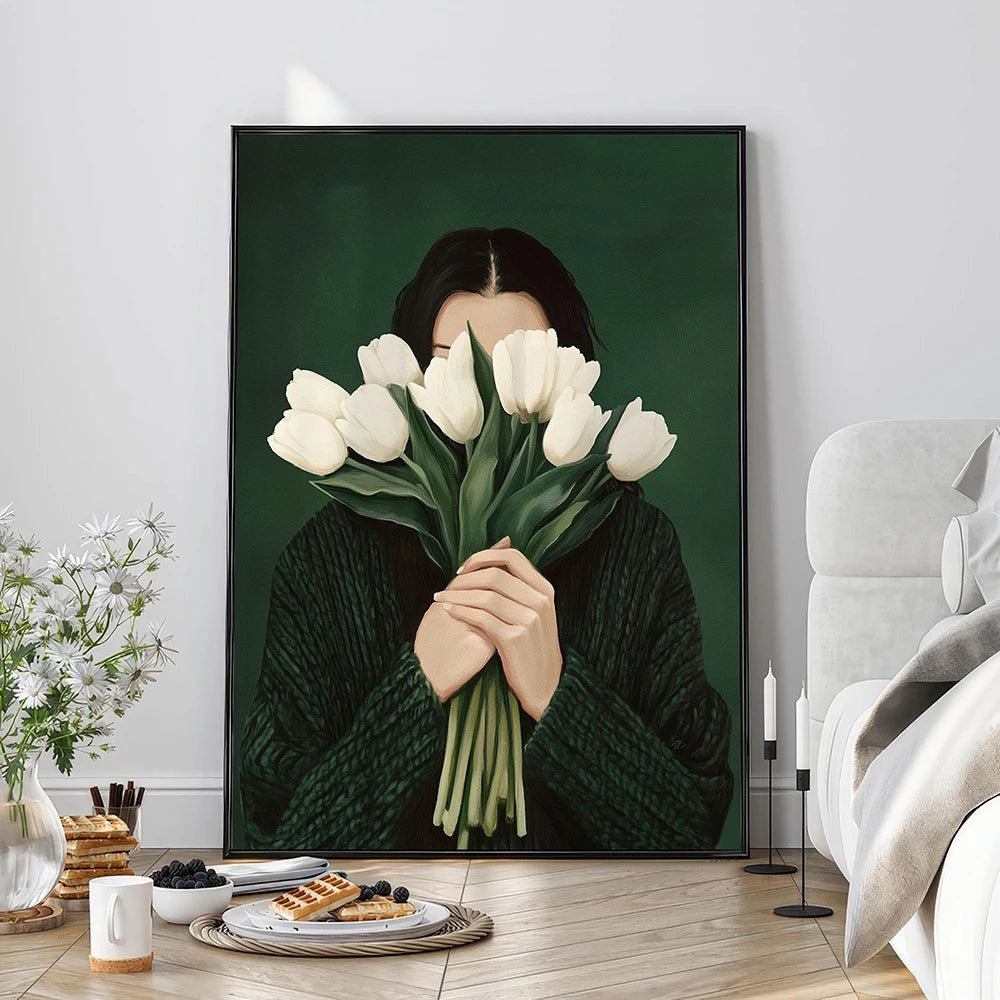 Toile imprimée silhouette abstraite aux fleurs Nesty - Art mural minimaliste (vue 8)