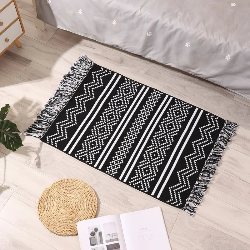 Tapis tissé main à franges — esprit bohème - Nesty (vue 12)