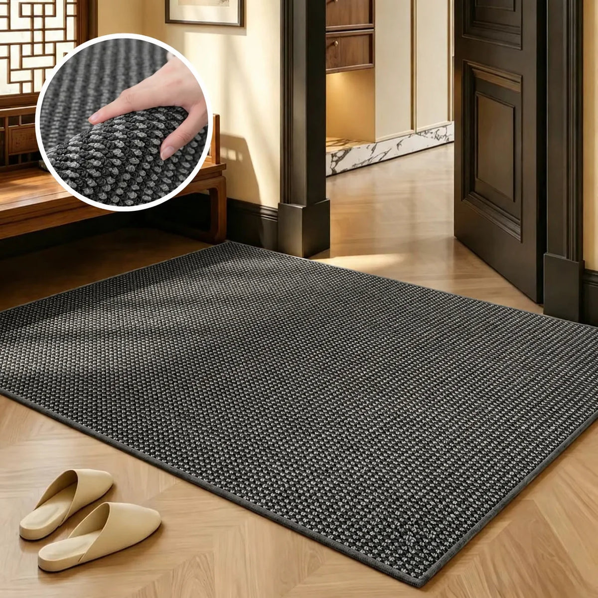 Tapis effet sisal tressé, antidérapant pour entrée et couloir (vue 8) - Nesty