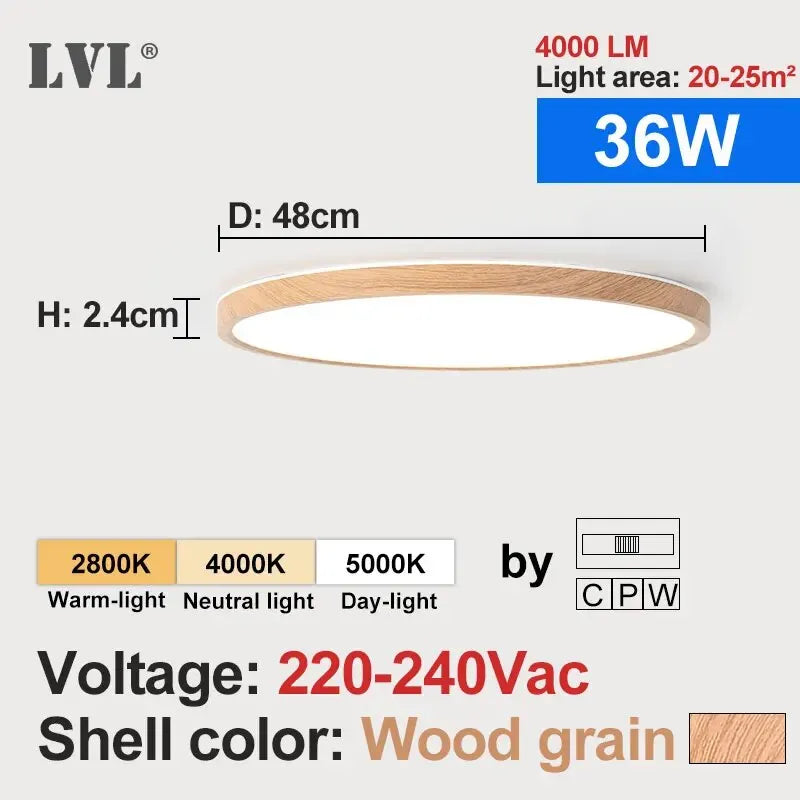 Plafonnier LED bois et blanc Nesty - 3 températures de lumière (vue 7)