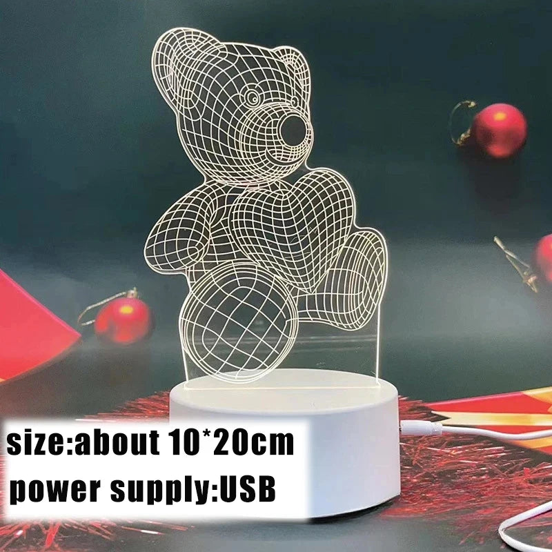 Veilleuse LED ours en acrylique Nesty - Fiche taille 10x20 cm, alimentation USB
