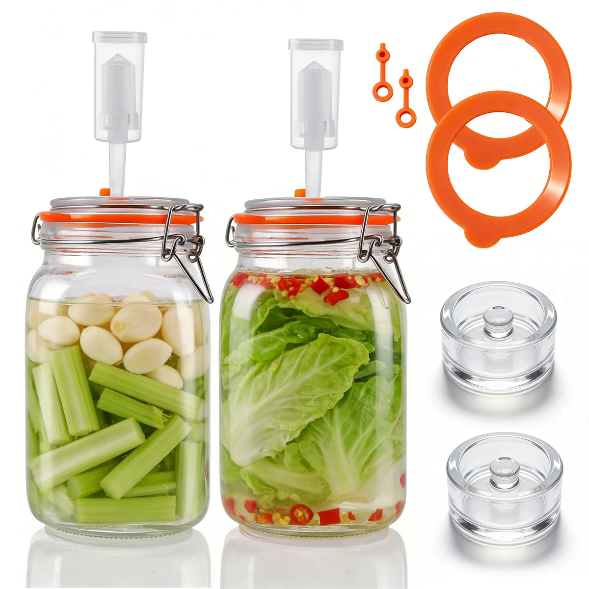 Bocaux de fermentation en verre 1,5L, lot de 2 avec passoire - Nesty (vue 1)