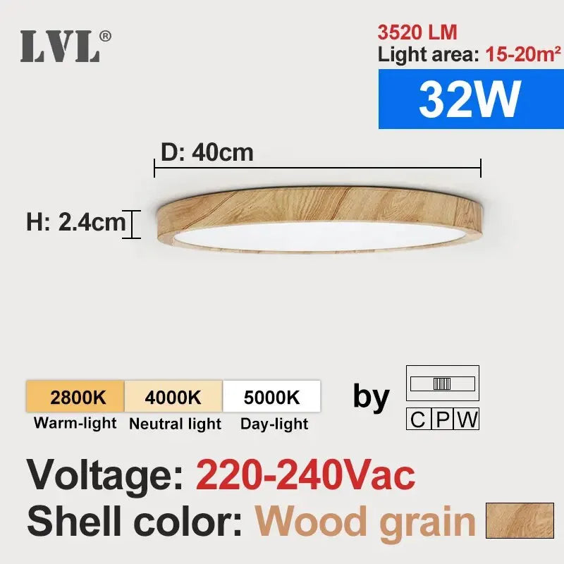 Plafonnier LED bois et blanc Nesty - 3 températures de lumière (vue 11)