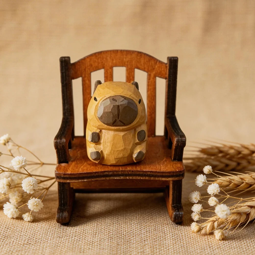 Figurine animal sur chaise à bascule — bois sculpté - Nesty (vue 15)