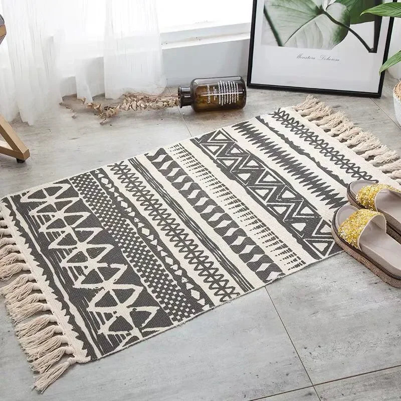 Tapis boho tissé main — franges et motif géométrique - Nesty (vue 14)
