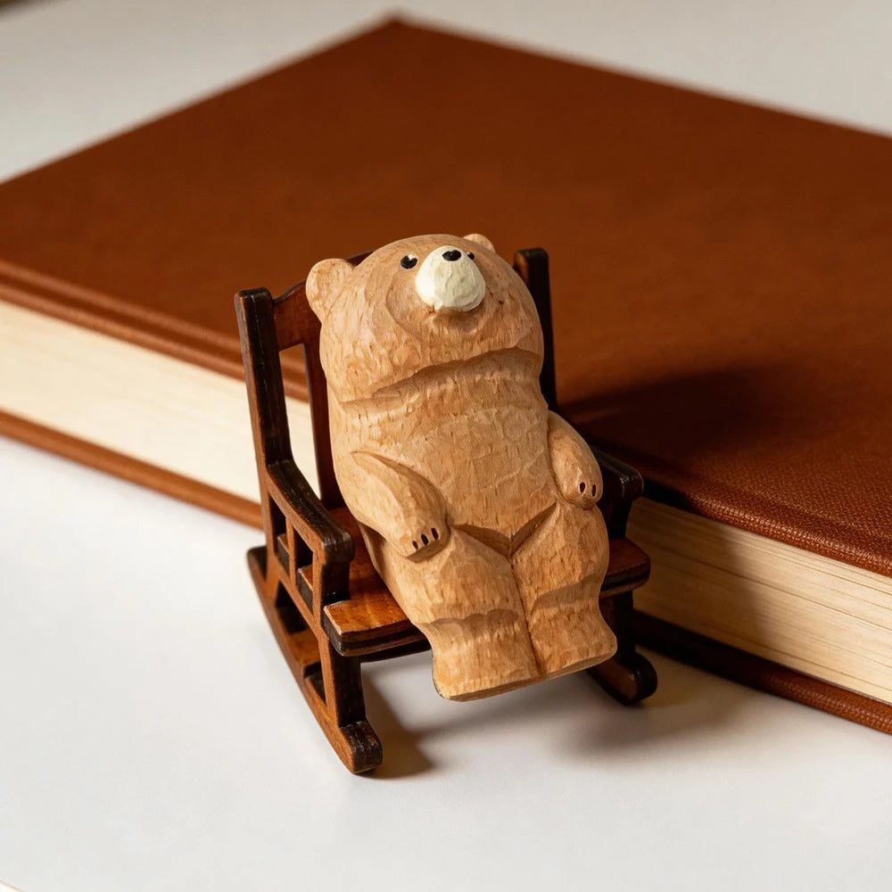 Figurine animal sur chaise à bascule — bois sculpté - Nesty (vue 10)